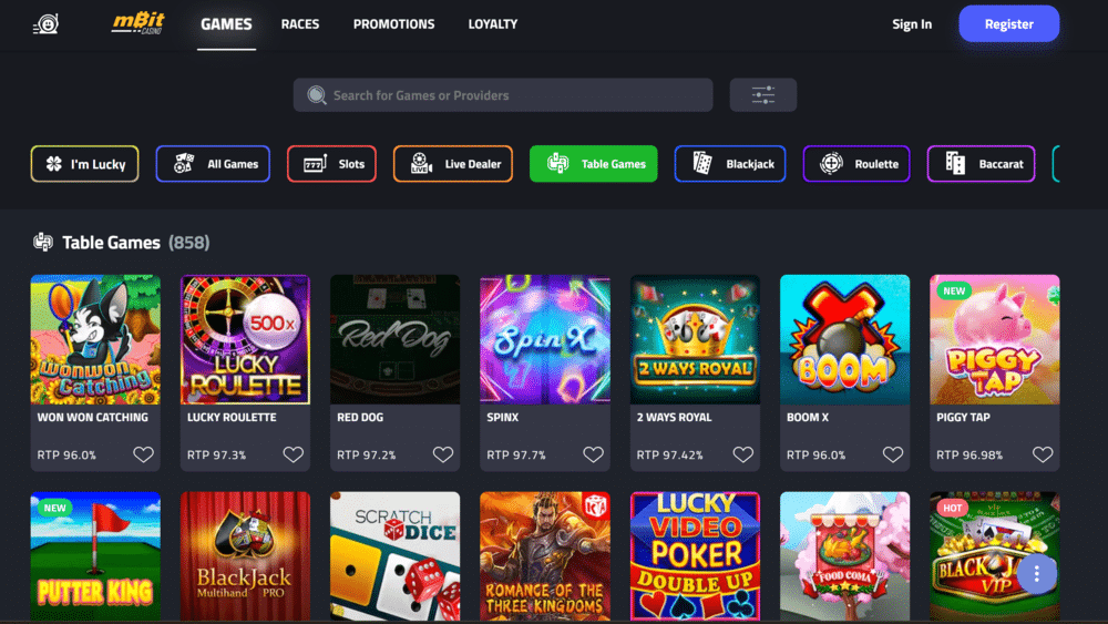 mBit Casino Games